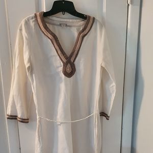 cream color linen dress from lucky brand  size small.